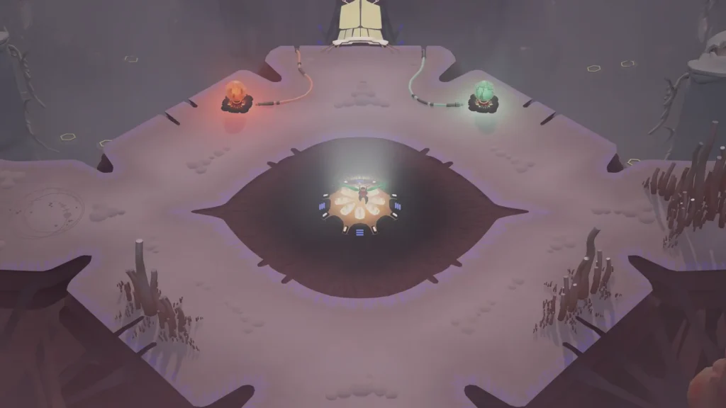 赤と緑のオーブが置かれた『COCOON』のゲーム画面
