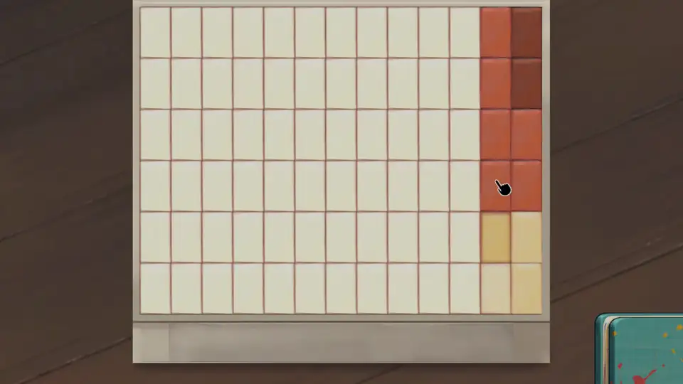 白と赤のタイルが並ぶパズル画面